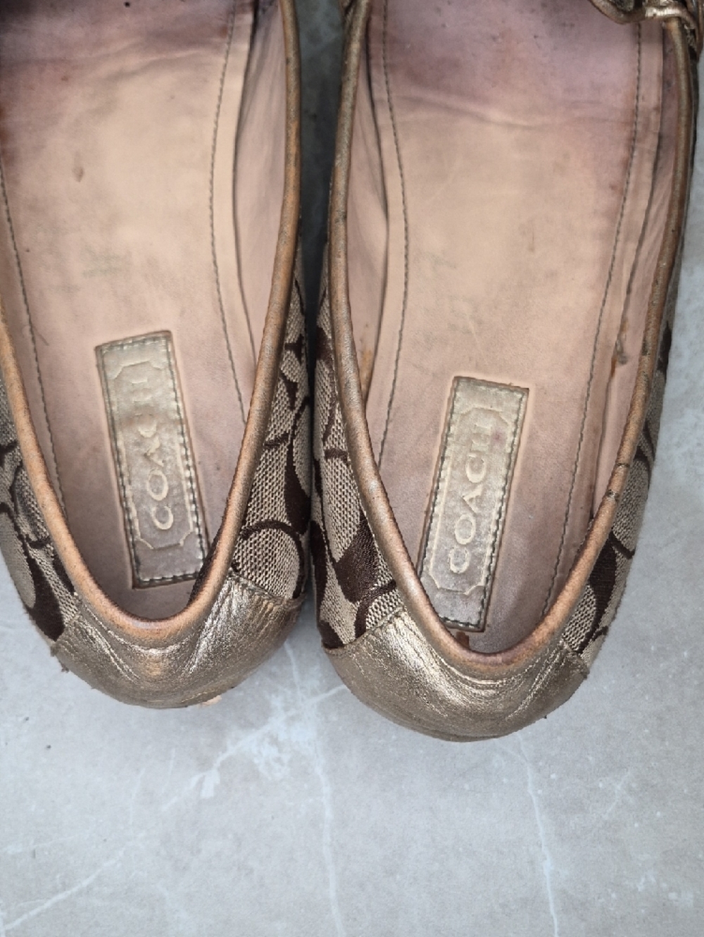 Coach Brown Signature Canvas Logo Flats with Gold Hardware - Picture 5 of 10